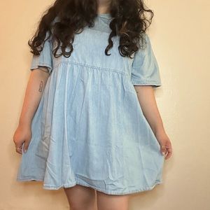 Divided babydoll denim dress